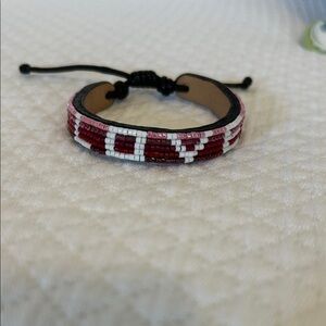 Kendra Scott and Ubuntu Life Beaded Adjustable Bracelet in Red Pink and White